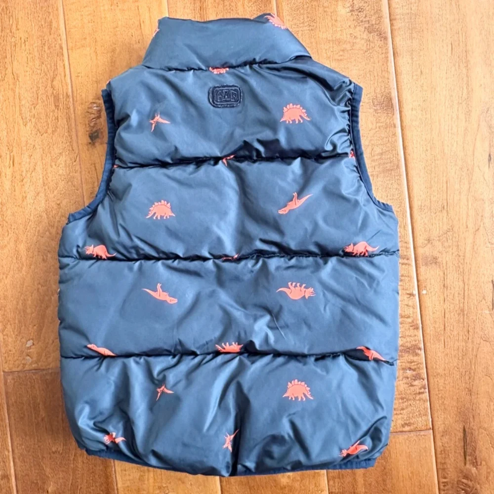 Baby GAP Reversible Navy-Blue/Orange Dinosaur Puffer Vest 4 Yrs‎ Outdoor